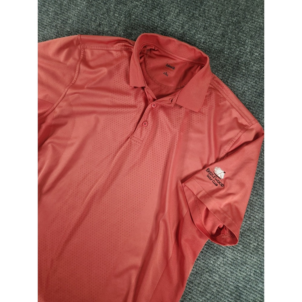 Ashworth Weather Systems Mens XL Golf Polo Shirt Orange Bridlewood Golf Club
